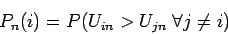 \begin{displaymath}
P_n(i) \;:\; \mbox{la probabilit que l'individu n choisisse le mode i.}
\end{displaymath}